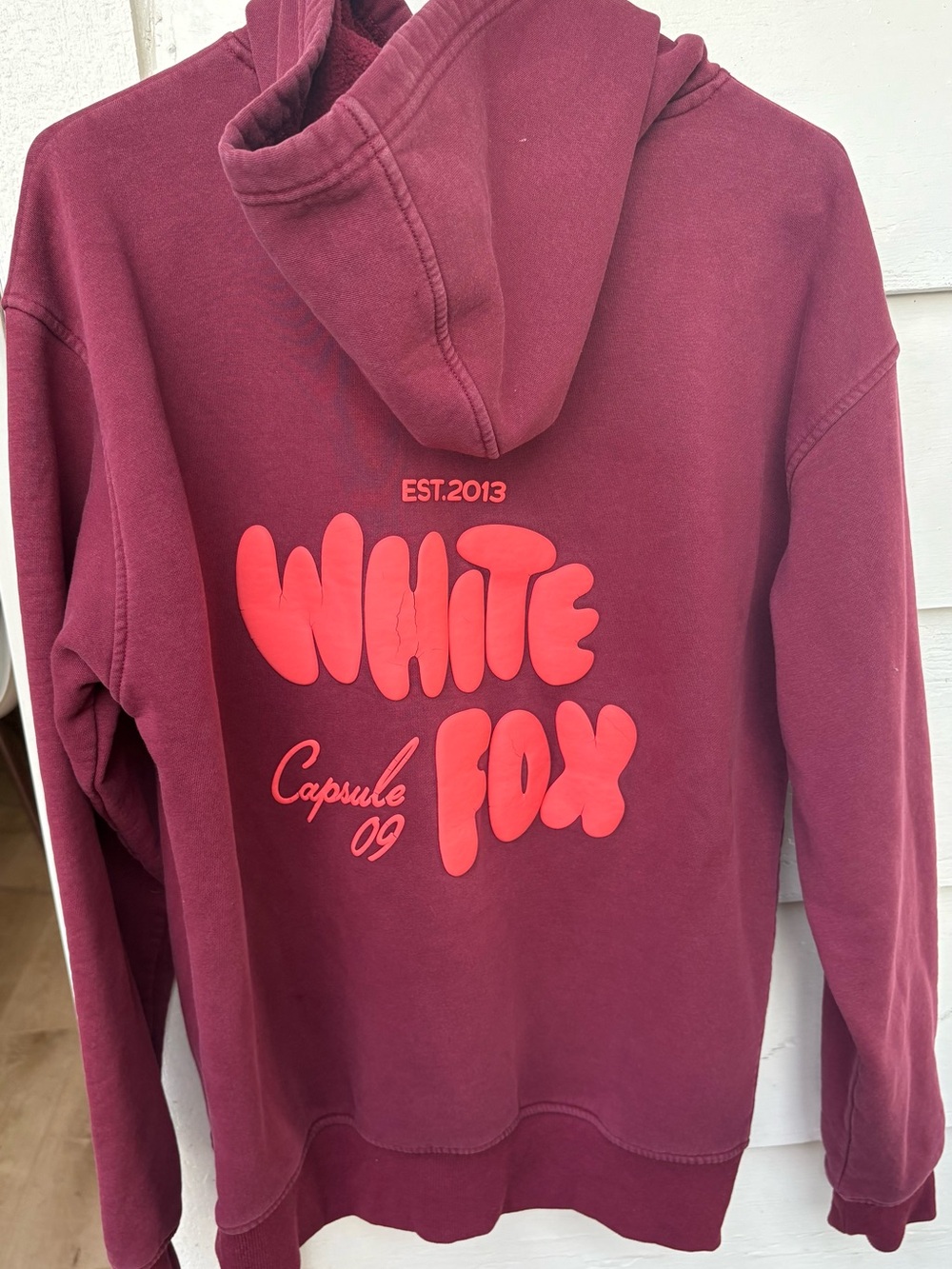 White Fox Capsule 09 Oversized Hoodie Burgundy Red Graphic